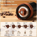 Professional Manual Coffee Grinder - Adjustable Diamond Burr Grinder with Cleaning Brush for Home and Travel(Black) - Image 7