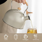 Stove Top Kettle, 2.5 Quart Whistling Kettle for Gas Hob with Wood Pattern Handle Loud Whistle Food Grade Stainless Steel, Anti-Hot Handle and Anti-Rust, Suitable for All Heat Sources - Image 5