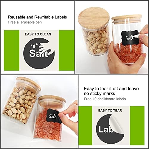DHSBTLS 9 Pack 16 oz Glass Jars with Airtight Bamboo Lids for Kitchen - Image 3