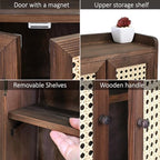 Ikee Design Wood Storage Cabinet with Rattan Doors, with Removable Shelves - Image 5