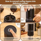 Portable Burr Coffee Grinder, Small Electric Coffee Grinder with 35 Settings, USB Rechargeable Cordless Mini Coffee Bean Grinder with Conical Ceramic Burr for Travel (WHITE) - Image 2