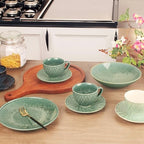 Coffee Mugs Set, 6.8 oz,Ceramic Tea Cup with saucer, Espresso Cups 8-piece, Stackable Cups, for Latte,Hot Tea,Cappuccino, Mocha, Cocoa, dishwasher & microwave safe, Dark green - Image 5