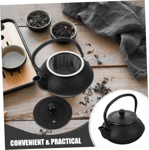 Small Cast Iron Teapot 0.3l Black, Vintage Iron Tea Pot with Infuser Xmas - Image 5