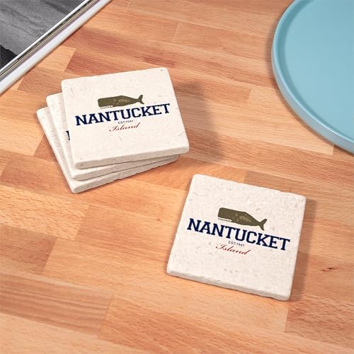 CafePress Nantucket Massachusetts. Tumbled Stone - Set of 4 Coasters Set of 4 - Image 4