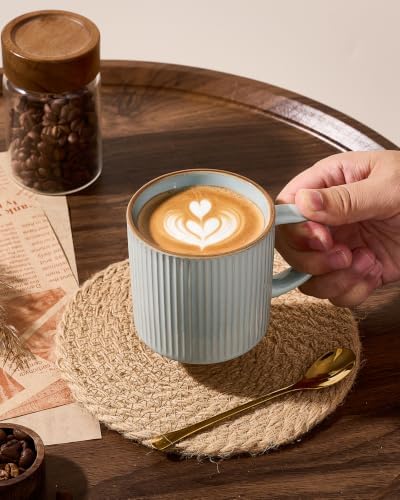 famiware Coffee Mug Set of 4, Star 12 oz Ceramic Mugs Cups Set with Handle - Image 2