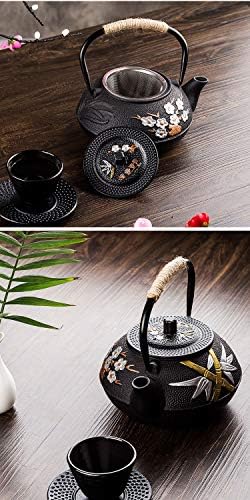 tetsubin cast iron teapot japanese tea kettle workshop with Stainless Steel Infuser(Plum bamboo pattern 20oz）【2.1 lb】 - Image 4