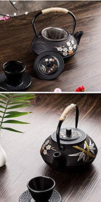 tetsubin cast iron teapot japanese tea kettle workshop with Stainless Steel Infuser(Plum bamboo pattern 10oz）【1.54 lb】 - Image 4