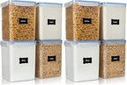 Vtopmart Large Food Storage Containers 5.2L / 175oz, 4 Pieces BPA Free Plastic Airtight Canisters for Flour, Sugar, Baking Supplies, Rice with Lids, 4 Measuring Cups and 24 Labels, Blue (Pack of 2) by Vtopmart