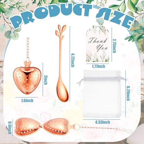 25 Sets Bridal Shower Tea Party Favor for Guest Leaf Tea Spoon,Rose Gold - Image 2