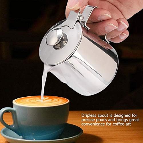 Coffee Milk Frother Cup, Stainless Steel Espresso Coffee Steaming Pitchers with Lid Milk Frothing Pitcher Coffee Machine Accessories Barista Tools for Latte Coffee Art (2000ml) - Image 2