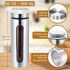 Mimorou 6 Pack 60 oz Airtight Stainless Steel Kitchen Canisters, Silver - Image 2