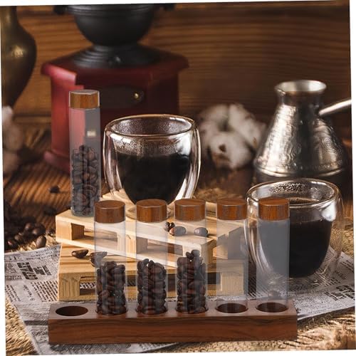 Alipis 6 Pack Glass Coffee Bean Storage Tubes with Wood Stand - Image 7