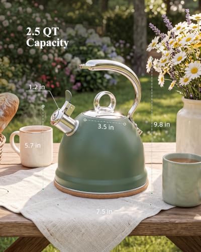 Harriet Whistling Tea Kettle for Stove Top, 2.5 QT Stainless Steel Teapot - Image 6