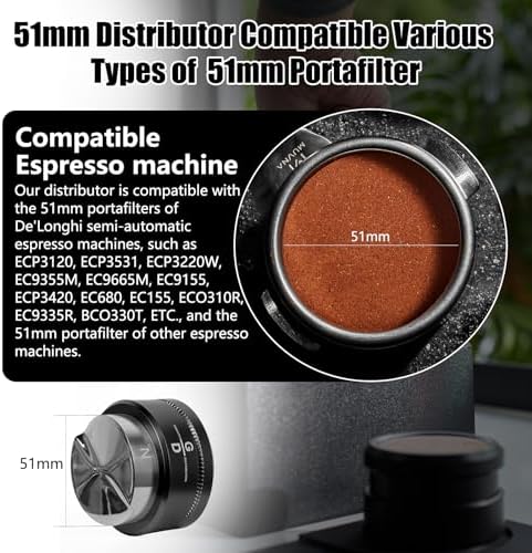 51mm Espresso Distributor, Slow Rebound Espresso Coffee Leveler Tool with Stainless Steel 2 Blade Base, Fits 51mm Blttomless Portafilters(Black) - Image 3