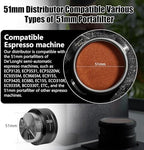 51mm Espresso Distributor, Slow Rebound Espresso Coffee Leveler Tool with Stainless Steel 2 Blade Base, Fits 51mm Blttomless Portafilters(Black) - Image 3