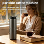Portable Pour Over Coffee Maker with Grinder, All-in-One Grind and Brew Coffee Maker, Single Serve Travel Coffee Maker for Camping Office, Stainless Steel Drip Kettle, Double-Wall Tumbler - Image 2