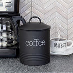 AuldHome Design Enamelware Black Coffee Canister; Modern Farmhouse Style Coffee Storage for Kitchen - Image 2