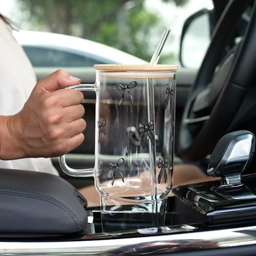 Sip-Sip Hooray! Dark Bows Coquette 40oz Glass Tumbler with Lid and Straw - Image 5