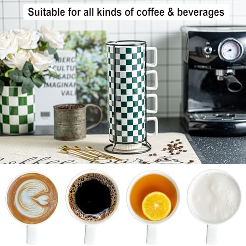 Miamolo Coffee Mugs with Stand and Spoons, Stacking Space-saving - Image 4