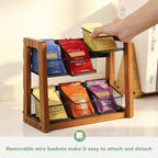 HTB 2 Tier Tea Organizer for Tea Bags with 6 Removable Metal Baskets - Image 3