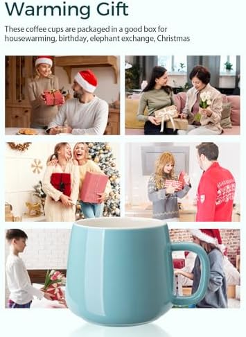 Teocera Ceramic Coffee Mug Set of 4-12 oz Coffee Mugs with Large Handles for Hot or Cold Drinks Like Latte, Cocoa, Tea or Juice - Smooth Ceramic, Dishwasher Safe, Turquoise - Image 3