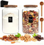 Glass Storage Jar with Bamboo Lids Spoons Glass Coffee Canister Borosilicate Glass Food Container for Coffee Beans Nut Pasta Sugar Candy Spice Rice Loose Tea (2800/94oz-2pack) by Foyofly