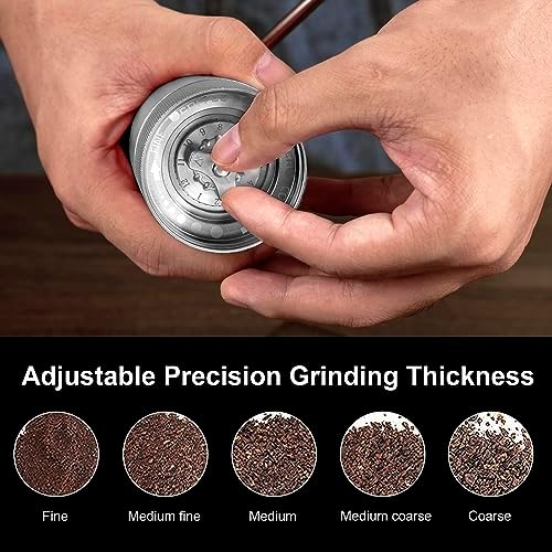 Manual Coffee Grinder,Multiple Grinding Settings With Sharp Conical Mill Core & Walnut Handle,Portable Mini Coffee Grinder for Office Travel Camping - Image 4