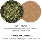 6PCS Coasters for Drinks Set, Ceramic Coasters with Cork Backing Pads, Heat Resistant Drink Coasters for Coffee Table, Natural Style Green Coaster for Tabletop Protection 4.1" Cup Mat Pad - Image 3
