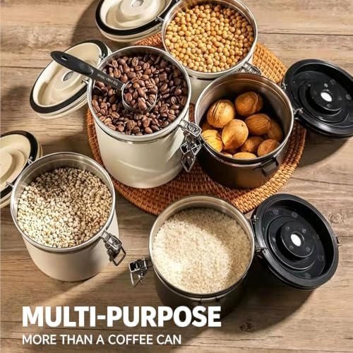 1.8l Stainless Steel Coffee Storage Container, Airtight Sealed Canister With Date Tracker And Measuring Spoon, Kitchen Storage Jar For Coffee Beans, Tea, Milk Powder, Grains And Nuts - Image 3
