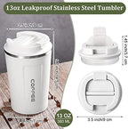 Sieral 4 Pcs 13 oz Travel Coffee Mug Insulated Reusable Coffee Cups with Leakproof Lid Stainless Steel Portable Tumbler for Keep Hot or Ice Milk Tea(Black, White, Pink, Green) - Image 2
