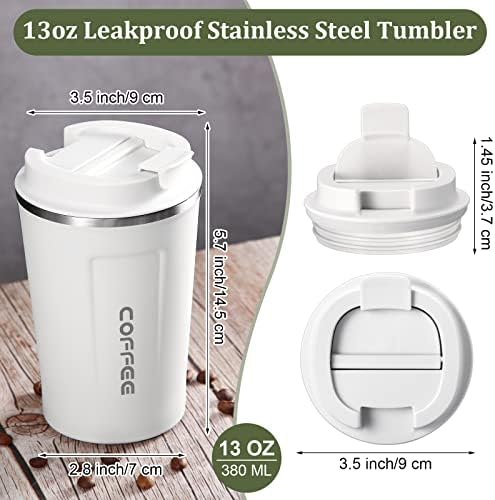 Sieral 4 Pcs 13 oz Travel Coffee Mug Insulated Reusable Coffee Cups with Leakproof Lid Stainless Steel Portable Tumbler for Keep Hot or Ice Milk Tea(Black, White, Pink, Green) - Image 2
