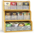 3 Layer Bamboo Tea Bag Organizer, Stackable Tea Storage Holder by BAMBITION