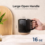 GBhome Coffee Mugs Set of 6, 16 oz Black Coffee Cups with Large Handle - Image 2