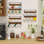 Rustic Wood Coffee Mug Rack - Wall Mount Cup Holder Shelf Storage for Kitchen, Home, Bar, Office (4 Pack, Holds 32 Mugs) - Image 6