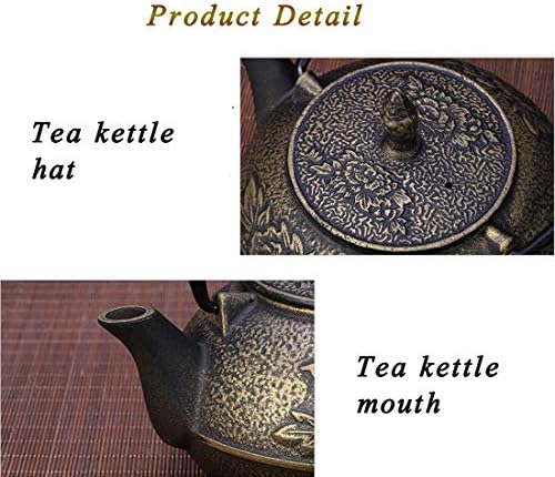 tetsubin Cast iron Tea Kettle workshop Healthy japanese flower pattern Teapot with Stainless Steel Infuser send gift（30.4oz） - Image 4