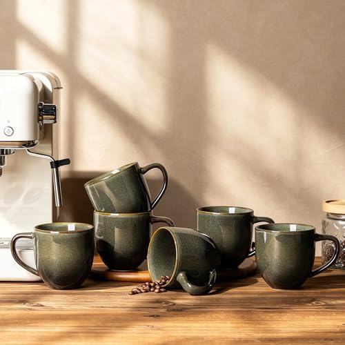 theterra Ceramic Coffee Mugs Set of 6, 12 oz Coffee Cups with Handle by TheTerra