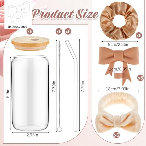 SiliFine 6 Set Neutral Bow Birthday Gifts Spa Sleepover Slumber Party Favor - Image 2