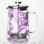 Glass French Press Coffee Maker 34oz, Embedded Dried Flower Double Wall Borosilicate Coffee Press, No Plastic, 4-Level Stainless Steel Filter for Tea & Cold Brew, Cute Decorative Design by Unknown