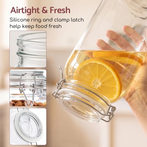JunVpic 50oz Glass Jars with Airtight Lid, 3 Pack Flour Sugar Containers - Image 3