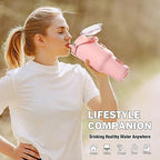 BLUEGO 40oz Glass Tumbler with Lid and Straw, Glass Water Bottles with Handle, Glass Cup with Time Marker and Silicone Sleeve, Fits Most Cup Holder, Leak-proof, Pink - Image 6