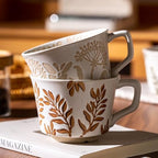 Coffee Mugs Set of 4 with Gold Spoon, 11 oz Ancient Style Hand-painted Ceramic Mug Gifts for Men Women, Unique Personality Gifts for Home Kitchen Office, Dishwasher Microwave Safe - Image 3