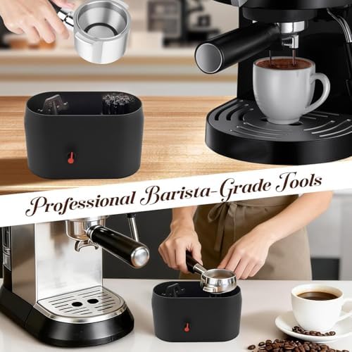 Coffee Puck Cleaner, Plastic Electric Automatic Knock Box Cleaner with Holder Cleaning Brush Grounds Tray for Household Kitchen Workplace - Image 3