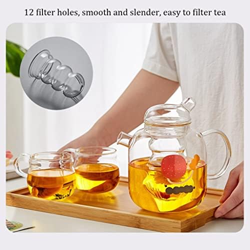 Coffee And Tea Kettle Handmade Glass Teapot With Removable Loose Tea Glass Infuser Blooming Teas 2-in-1 Tea Kettle Applicable Electric Pottery Tea Pot (Color : Yellowx2 Cup) - Image 5