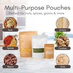 DiRose Kraft Stand Up Pouches with Window, Reclosable Food Storage Bags, Heat Sealable Stand Up Pouch for Coffee, Candy, Nuts, Tea, Spices – 8 oz (300 Pack) - Image 7