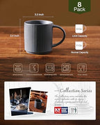 famiware Coffee Mug Set of 8, Star 12 oz Ceramic Mugs Cups Set with Handle - Image 3