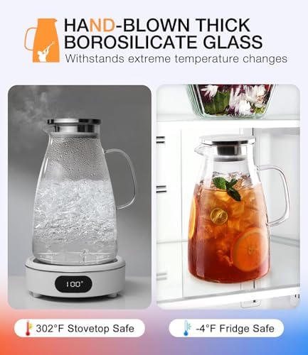 1 Gallon 128oz Glass Pitcher with Lid, Borosilicate with Extra Wide Mouth - Image 5