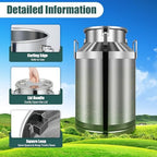 60 L /15.8 Gallon 304 Stainless Steel Milk Can Jug, Heavy Duty Milk Transport Cans Jug with Sealed Lid for Milk Storage Transportation (US Stock) - Image 3
