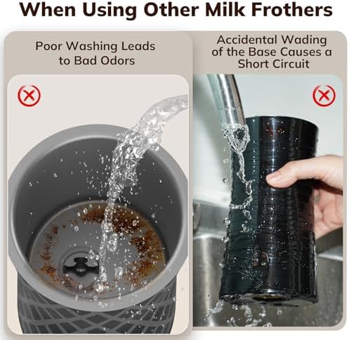 Large Electric Milk Frother and Steamer, 16.9oz/500ml Milk Steamer and Frother for Latte or Hot Chocolate, Dishwasher Safe, 6 Functions, Enjoy Perfect Milk Froth in 2 Min (Black-Stainless Steel) - Image 4