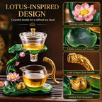 Glass Lotus Teapot with Infuser, Chinese Gongfu Tea Set for Adults, Elegant Handcrafted Semi-Automatic Tea Maker for Home, Office and Afternoon Tea - Image 6