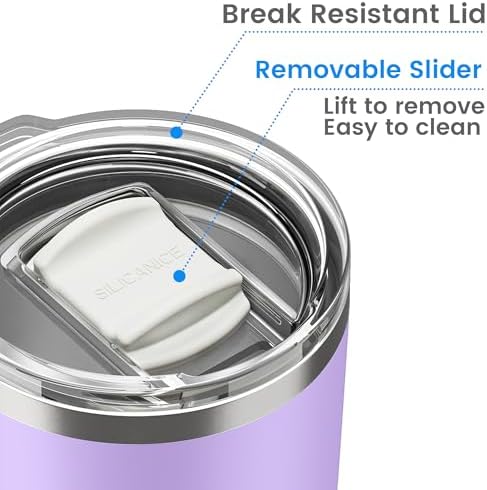 Coffee Tumbler 20 oz, Double Wall Stainless Steel Travel Coffee Mug with Removable Slider Lid, BPA Free, Car Cup Holder Compatible - Gym/Office/Travel/Home - Lilac - Image 2